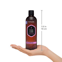 HASK vegan cruelty-free badge emphasizing ethical curl care.