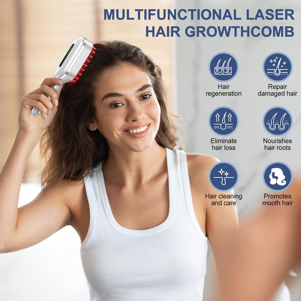 HAUBAT Laser Therapy Hair Growth Comb packaging highlighting travel-friendly design