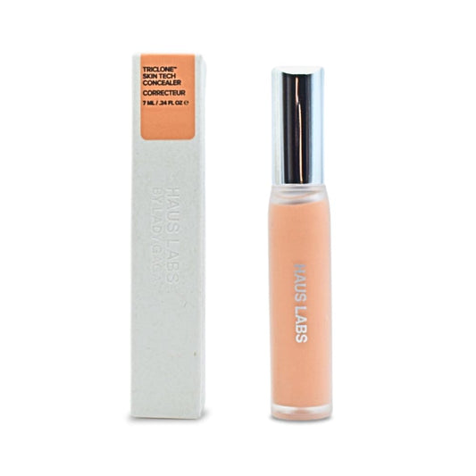 Haus Labs Triclone concealer bottle demonstrates hydrating coverage for a smooth finish.