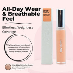 Swatches of Triclone concealer showing buildable shade 22 Light Medium Peach.
