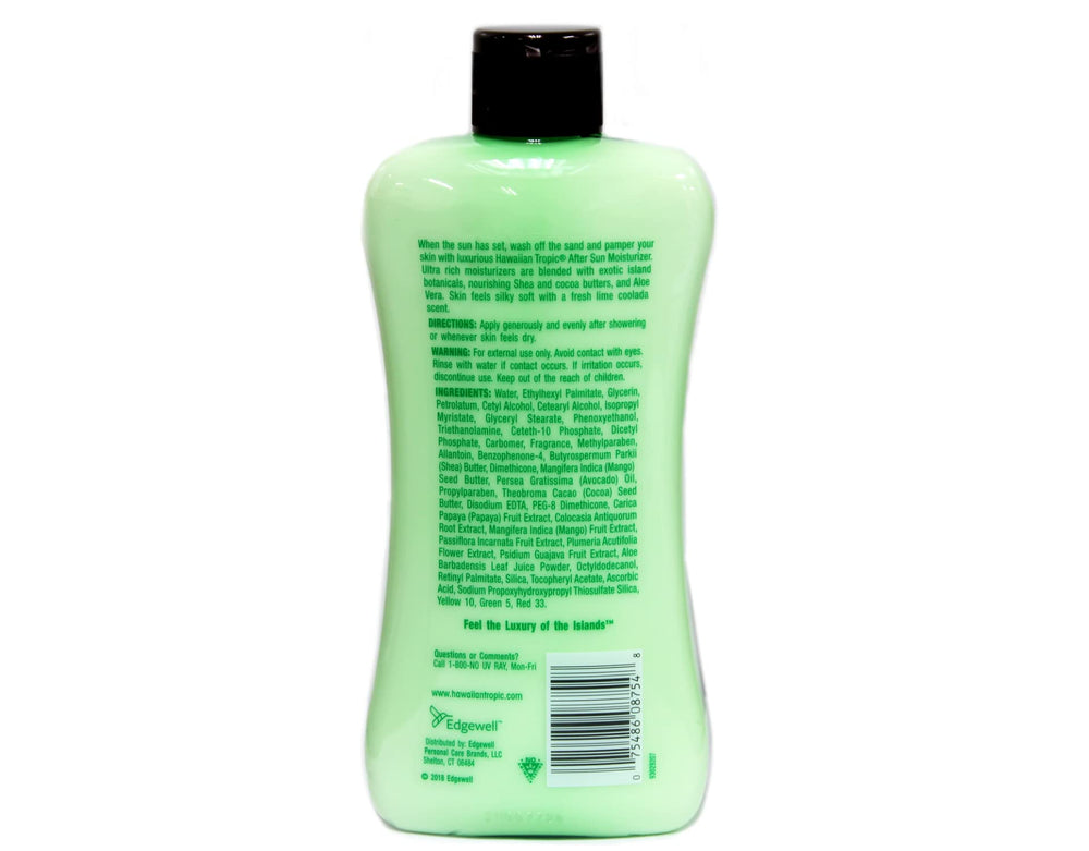 Close-up of Hawaiian Tropic Lime Coolada cream texture for rich post-sun moisture.