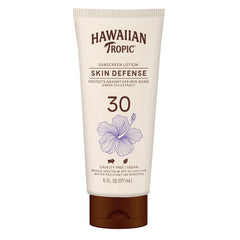 Hawaiian Tropic Skin Defense SPF 30 bottle for outdoor sun protection