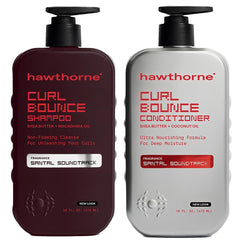 Hawthorne Curl Bounce shampoo bottle with Sandalwood scent for refreshed curls.