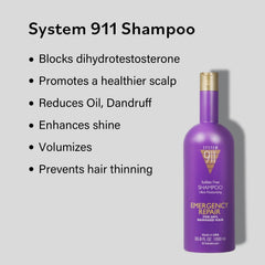 Hayashi System 911 Shampoo color-safe clean scene highlights subtle shine retention.