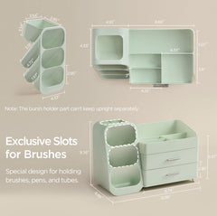 HBlife makeup organizer brush-slots keeping brushes upright and easy to grab.