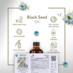 HBNO Black Seed Oil ideal with shampoo and conditioner for hair care routines.