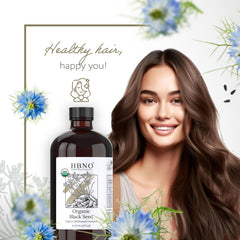 HBNO Organic Black Seed Oil dropper showing easy topical application