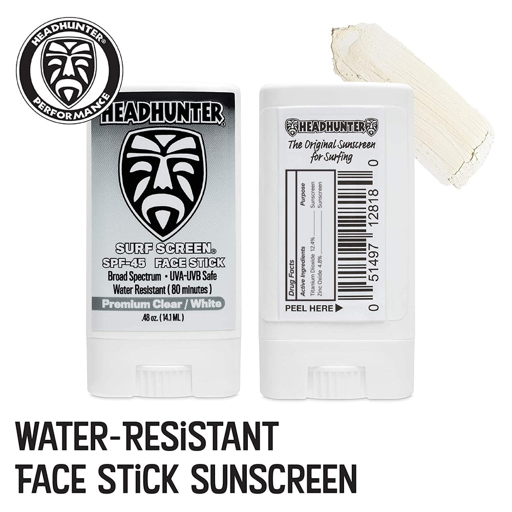 Headhunter Sunscreen Face Stick waterproof with surfers in mind for durable coverage.