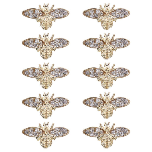 Healeved Bee Nail Charm 3D alloy on natural nails adds chic retro style.