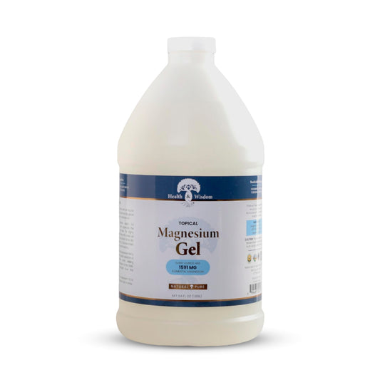 Health and Wisdom magnesium gel bottle with seaweed extract for topical hydration and ease of use