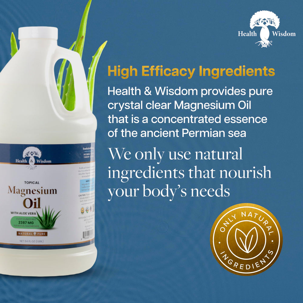 Health and Wisdom magnesium oil aloe vera application on arm for quick hydration and relief