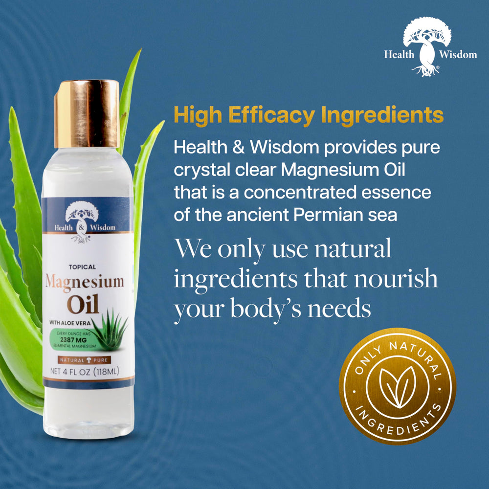 Health and Wisdom magnesium oil applied to joints for gentle relief.
