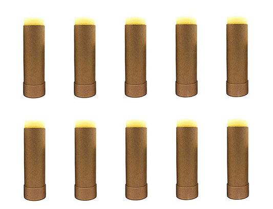 Healthcom lip balm tube 2oz brown front view, ideal for on-the-go application.