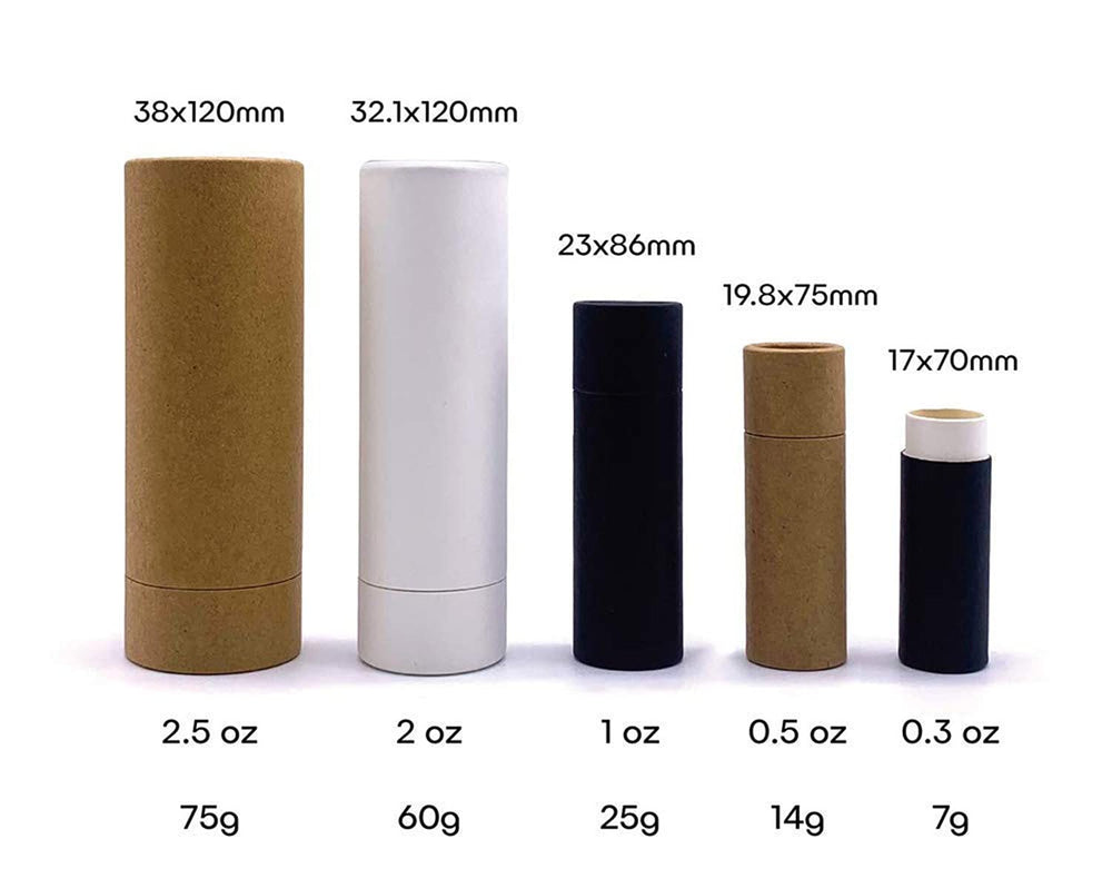 Healthcom paperboard tube bottom push-up, easy dispensing with no leaks.