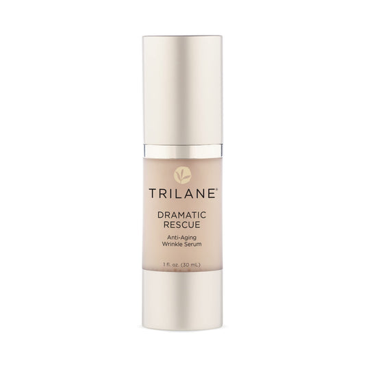 Healthy Directions Trilane Dramatic Rescue bottle pour highlights olive squalane hydration.