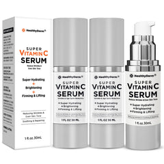 HealthyDerm super vitamin C serum bottle showing brightening potential for aging skin