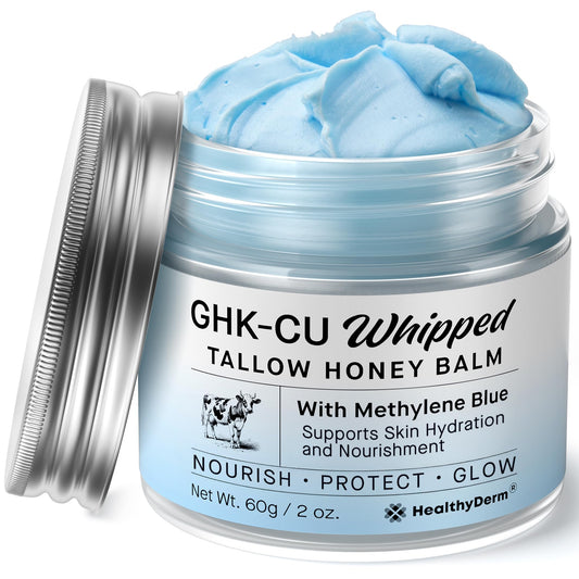 HealthyDerm copper peptides balm jar showing rich texture for firmer mature skin