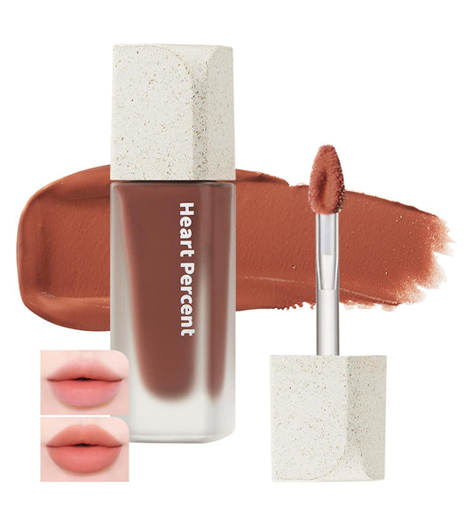 Heart Percent Dusty Fig lip stain 02 swatch for warm autumn tones and long-lasting color.