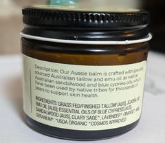 Hearth and Homestead Blue Outback Balm ingredient-oil mix displayed for a luxurious, multi-oil formula.
