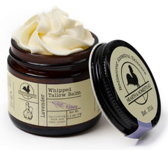 Hearth and Homestead lavender tallow balm bottle pour for easy, soothing daily use
