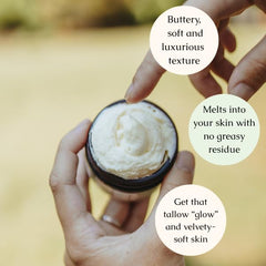 Hearth and Homestead texture close-up shows melt-ready, silky balm