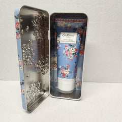 Heathcote & Ivory Cath Kidston hand cream tin closeup shows creamy texture.