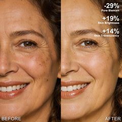 HECI BEAUTY close-up of poreless matte finish after application.