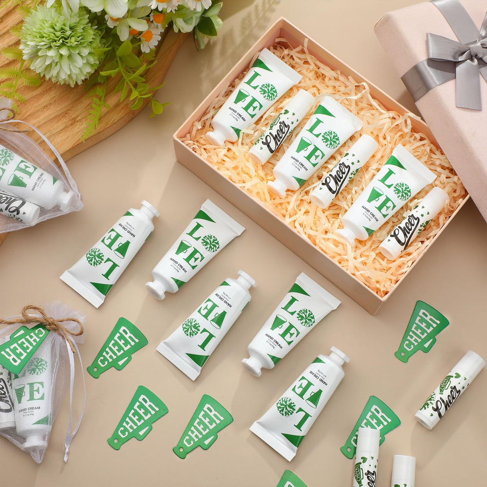 White and green organza bags for stylish team gifts