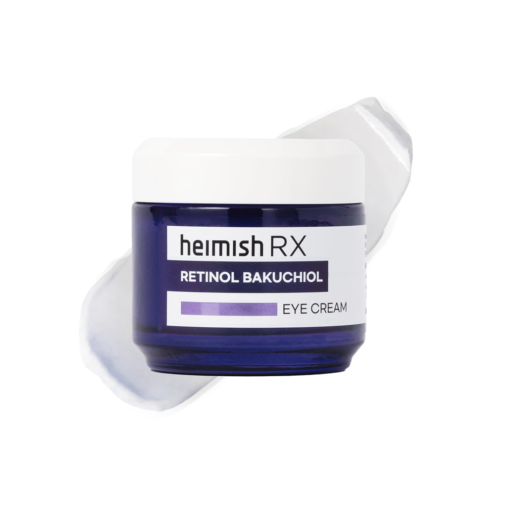 HEIMISH RX retinol bakuchiol eye cream tube showing creamy texture for gentle eye care.