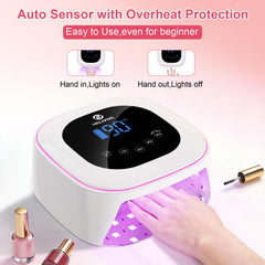 HELIVIVE UV nail lamp cures base coats, gels, poly gels, acrylics.