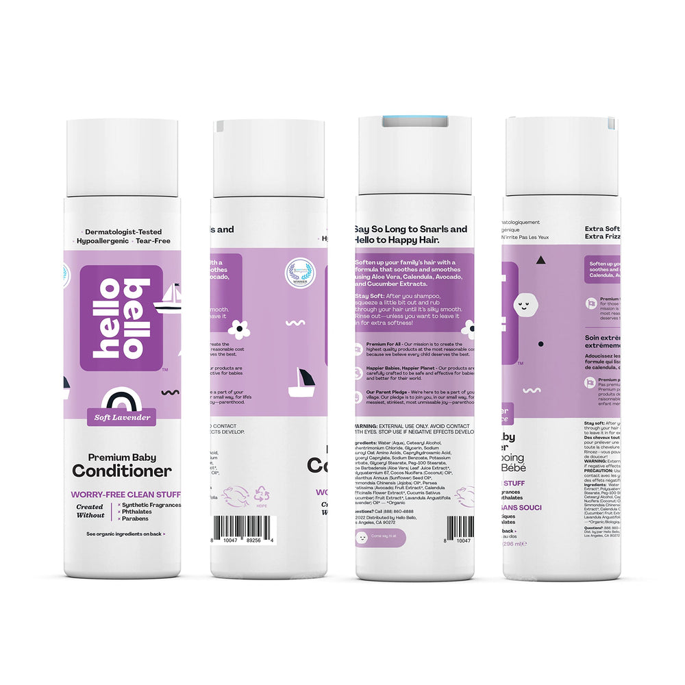Hello Bello conditioner massaged into wet hair from roots to ends.