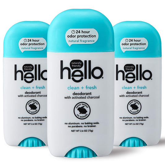 Hello charcoal deodorant pack of three for all-day freshness and protection