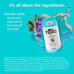 Hello deodorant 3-pack display emphasizes convenient daily protection.
