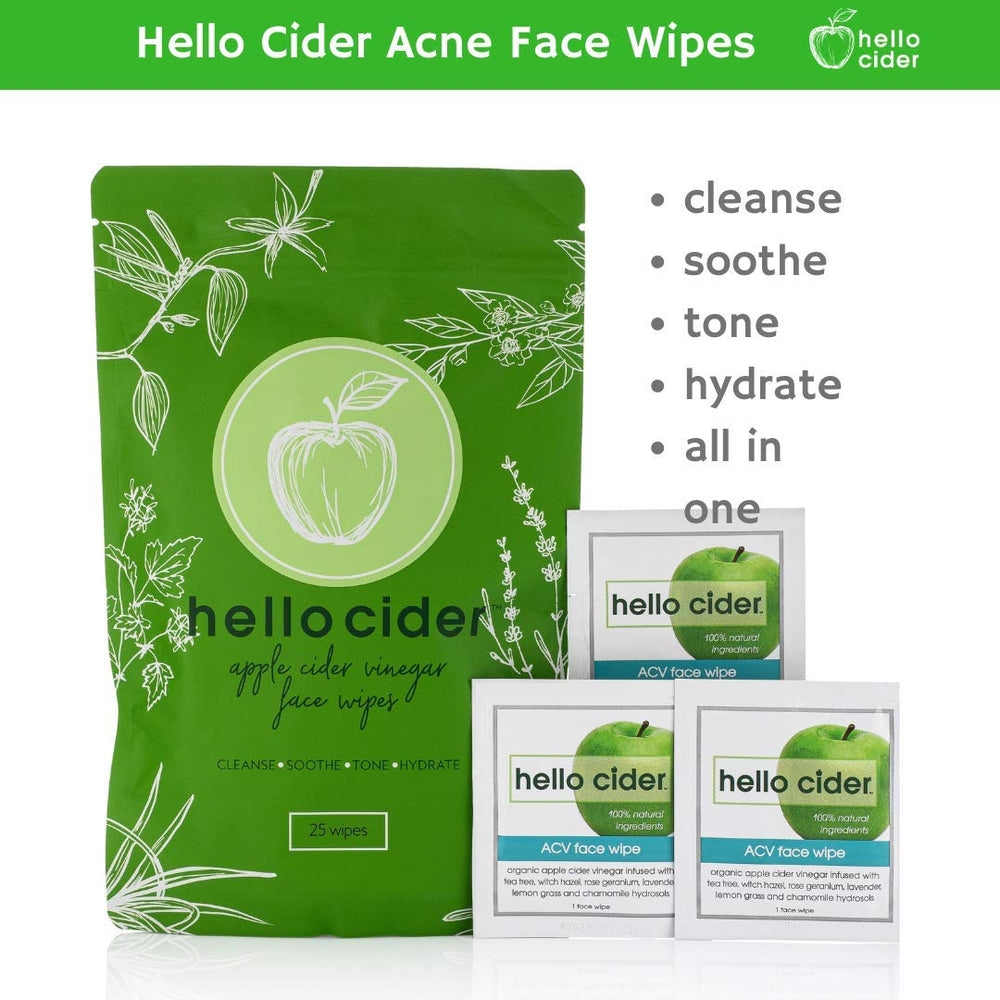 Hello Cider Chamomile hydrosol wipe highlighting soothing properties