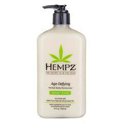 Hempz Age Defying body moisturizer two-pack bottles on display for deep hydration.