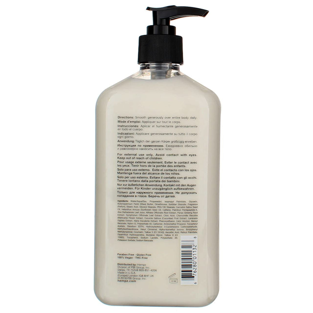 Hempz Age Defying display highlights vegan formula and paraben-free benefits.
