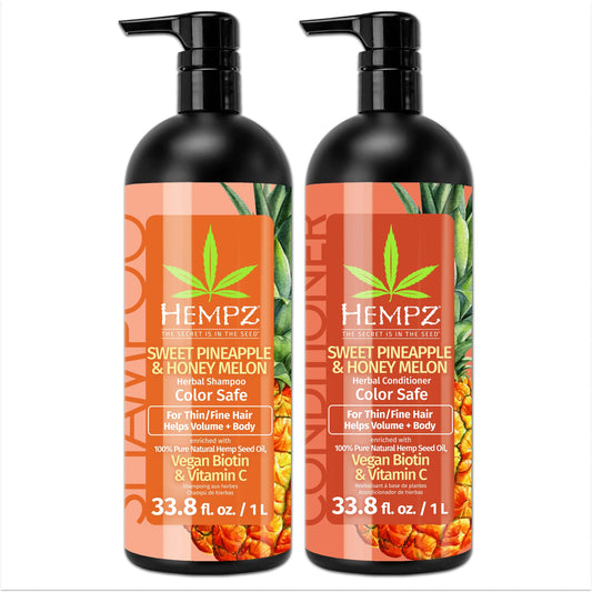 Hempz Hair Shampoo bottle showing pineapple-melon scent for color-treated hair