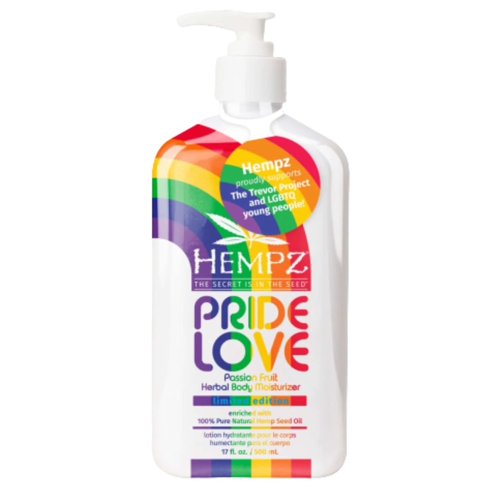 Hempz Passion Fruit Pride Love bottle delivering tropical hydration for dry skin.