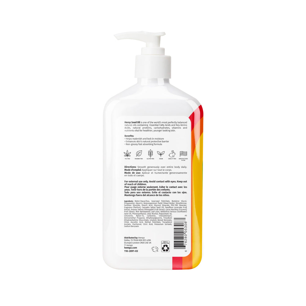 Creamy Hempz lotion texture close-up ideal for daily moisture application.