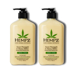 Hempz Sweet Pineapple and Honey Melon lotion bottle front showing tropical hydration.