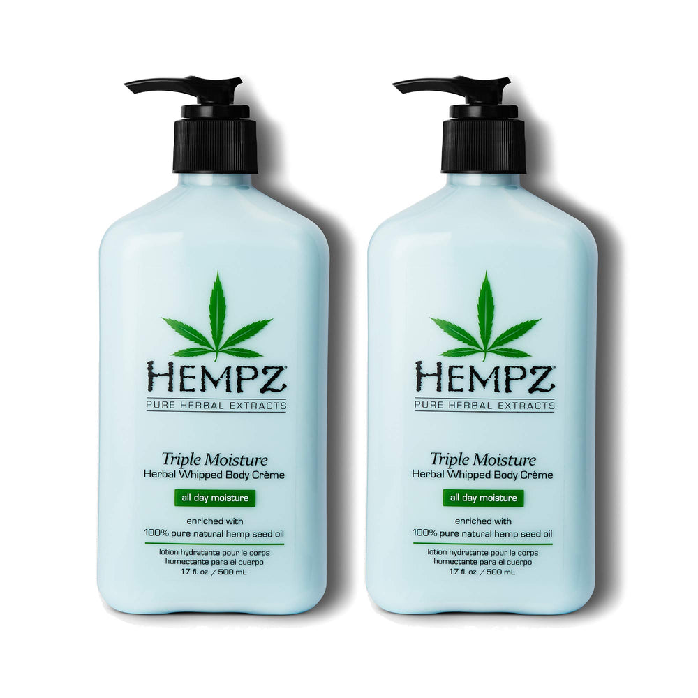 Hempz Triple Moisture whipped cream bottle showing rich texture for deep hydration