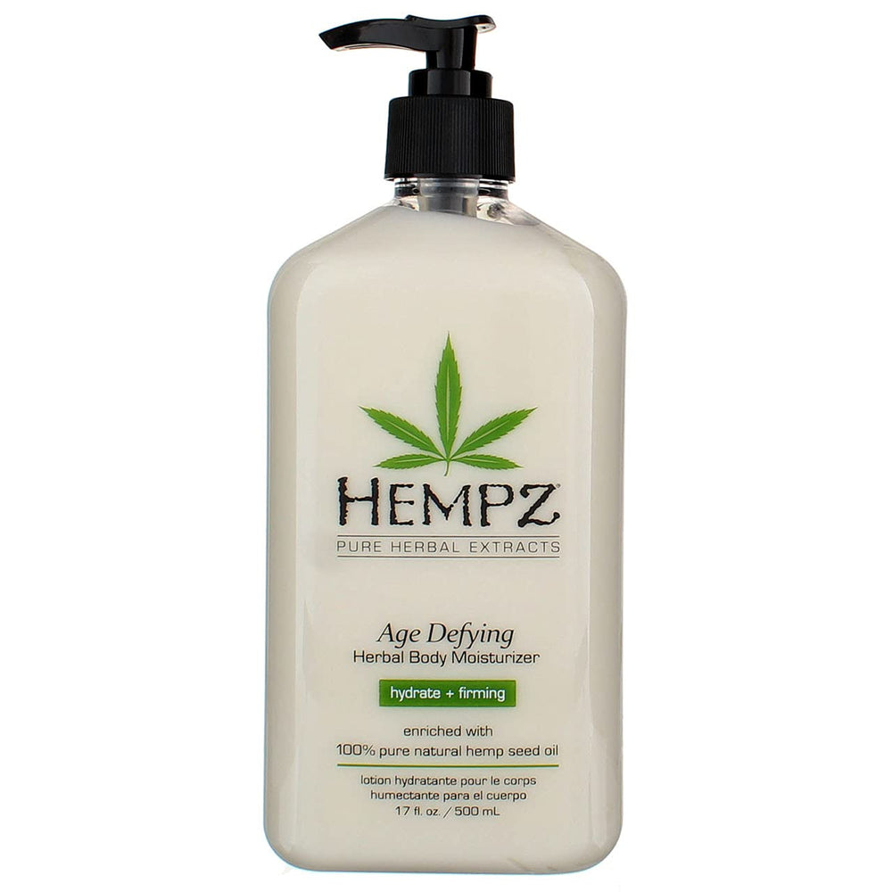 Hempz two bottles with readable labels highlight natural hemp ingredients for nourished skin.