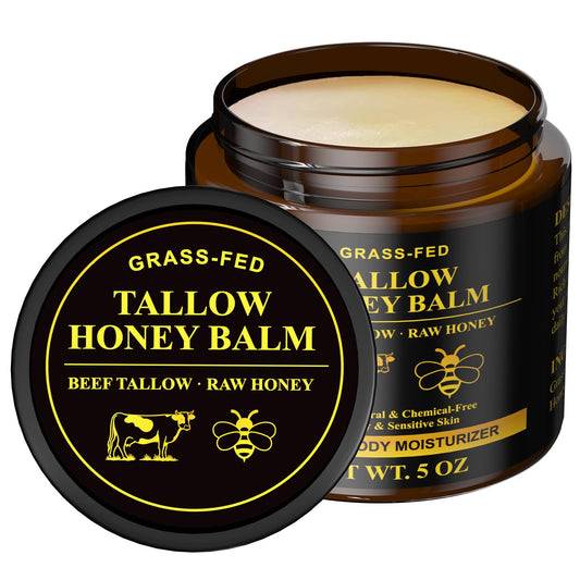 Henjaca beef tallow skin balm bottle shows deep hydration for all skin types.