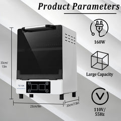 Back panel of the Henlivy cabinet showing 110V power supply connection.