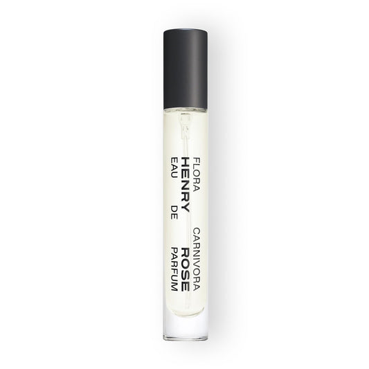 Henry Rose Flora Carnivora bottle front view for on-the-go fragrance.