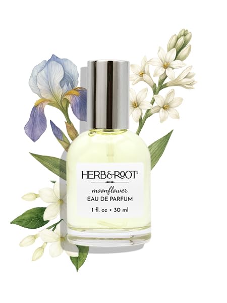 Herb & Root Moonflower bottle showcases a long-lasting floral fragrance.