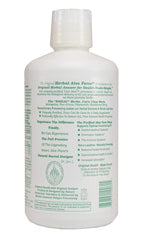Close-up of Aloe Force bottle showing non-heated extraction process.