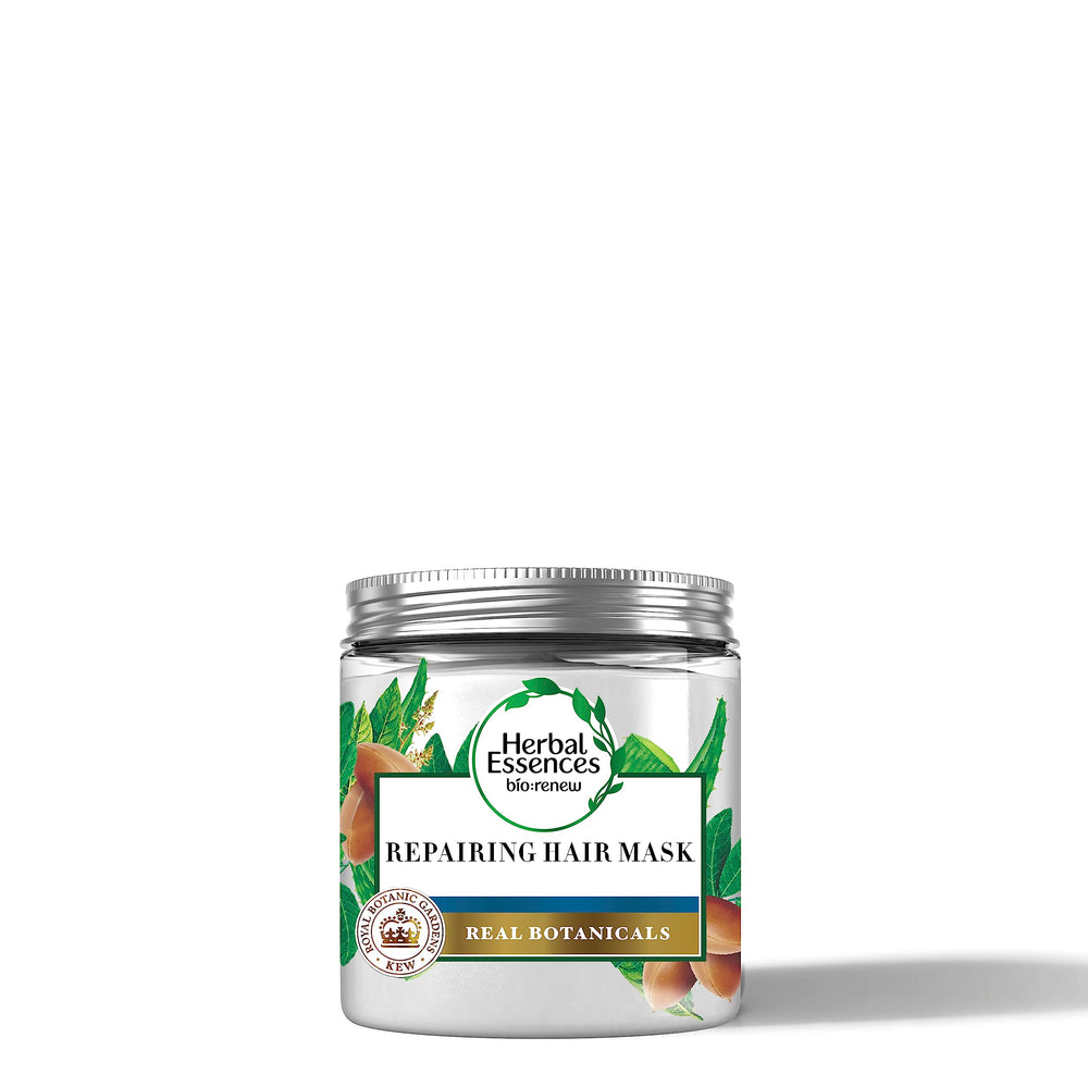 Herbal Essences bio:renew Hemp and Aloe Repairing Mask jar front view for hydration