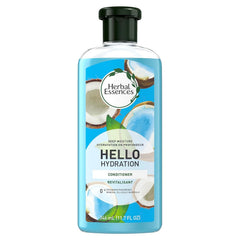 Herbal Essences Hello Hydration conditioner bottle showing deep moisture and tropical coconut scent.