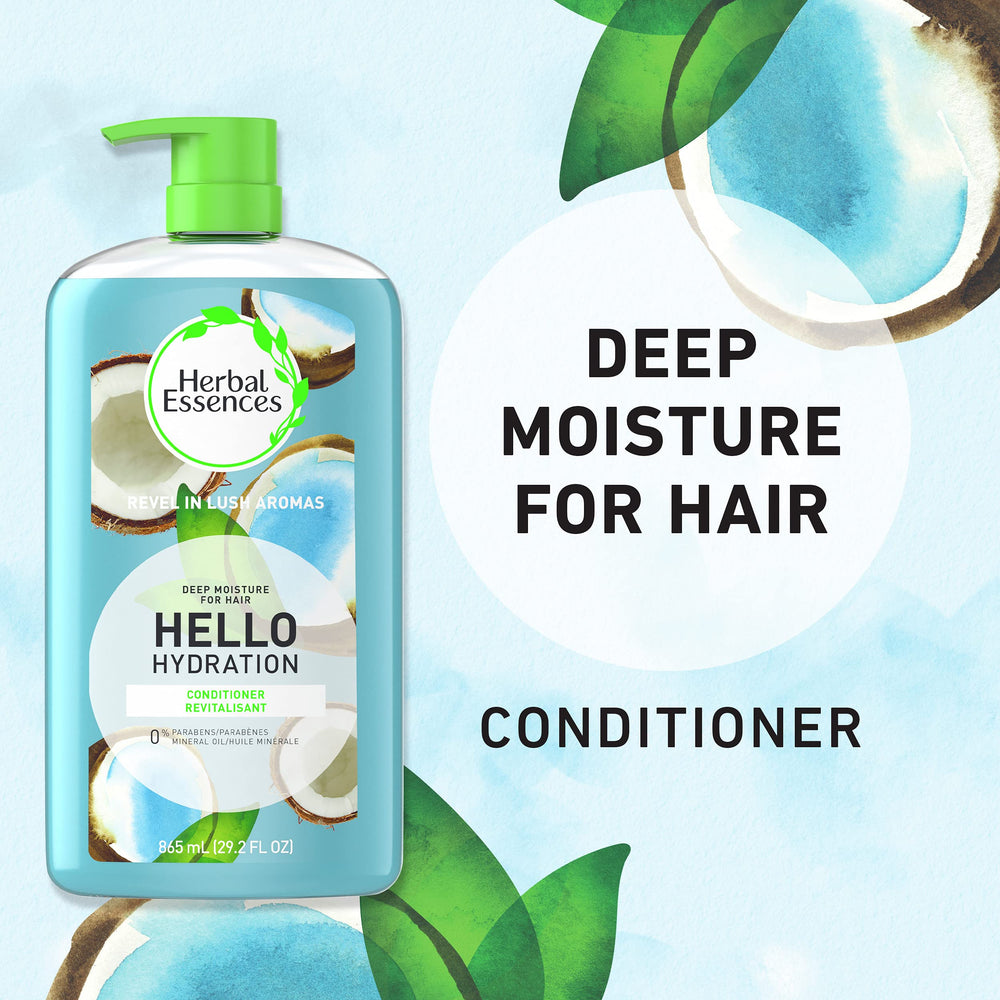 Paraben-free label close-up on Herbal Essences Hello Hydration bottle